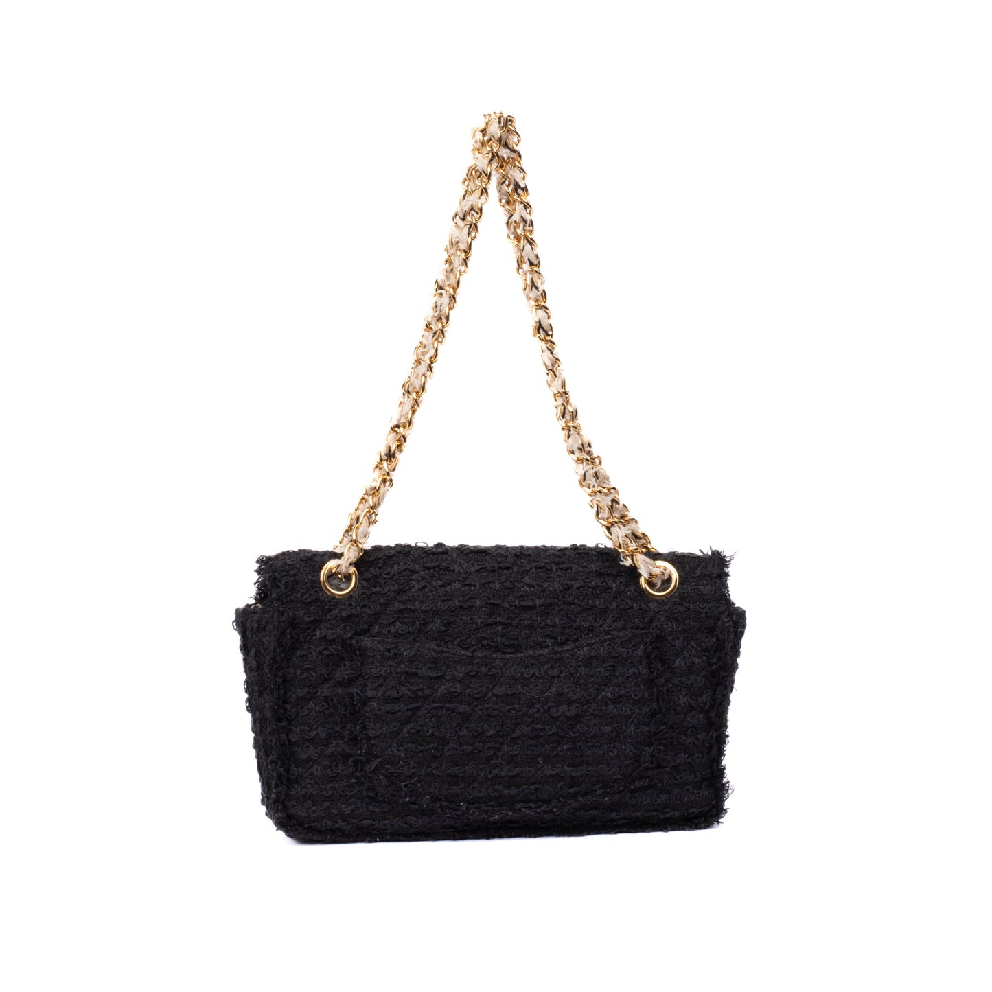 Chanel Black Tweed Matelasse Medium Flap