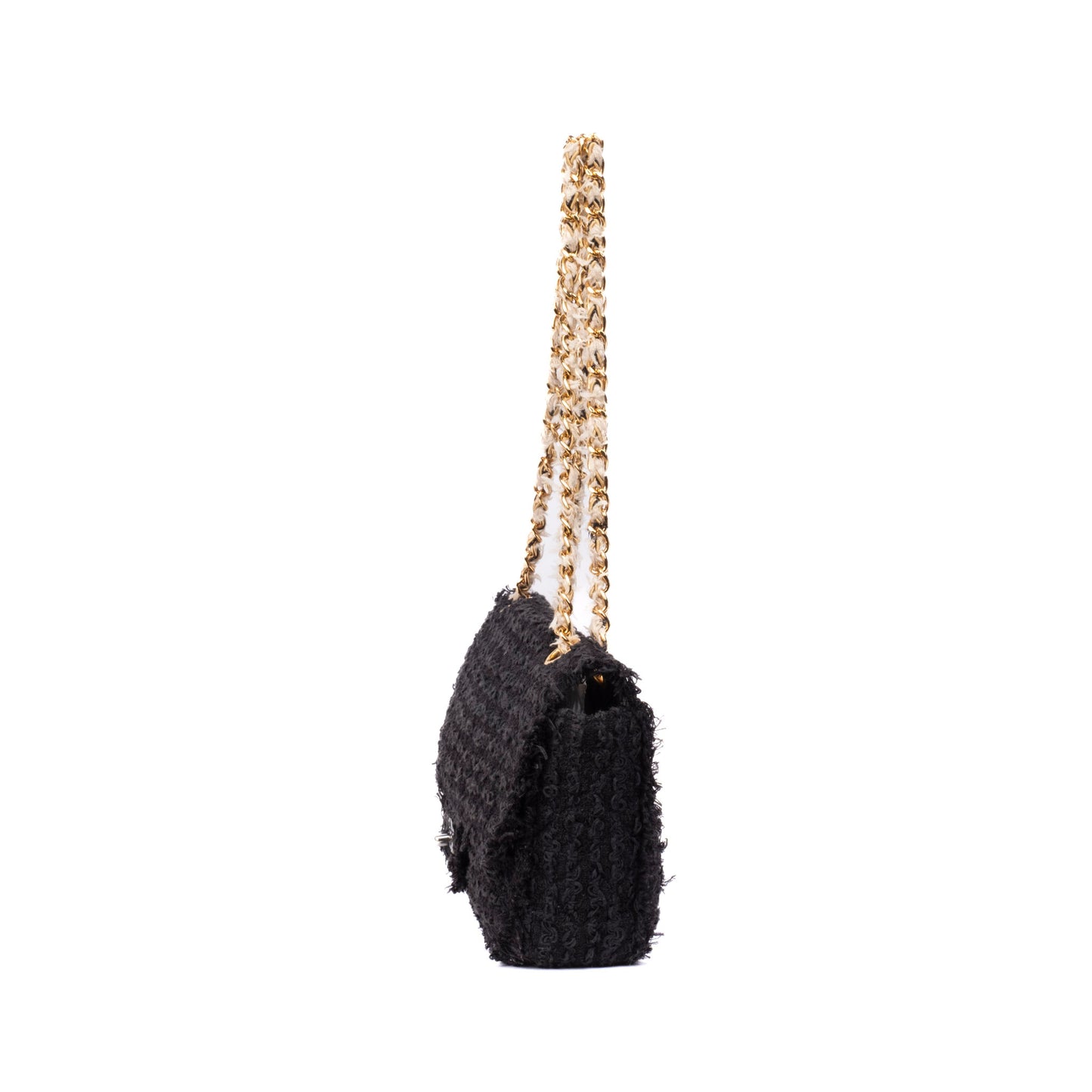 Chanel Black Tweed Matelasse Medium Flap