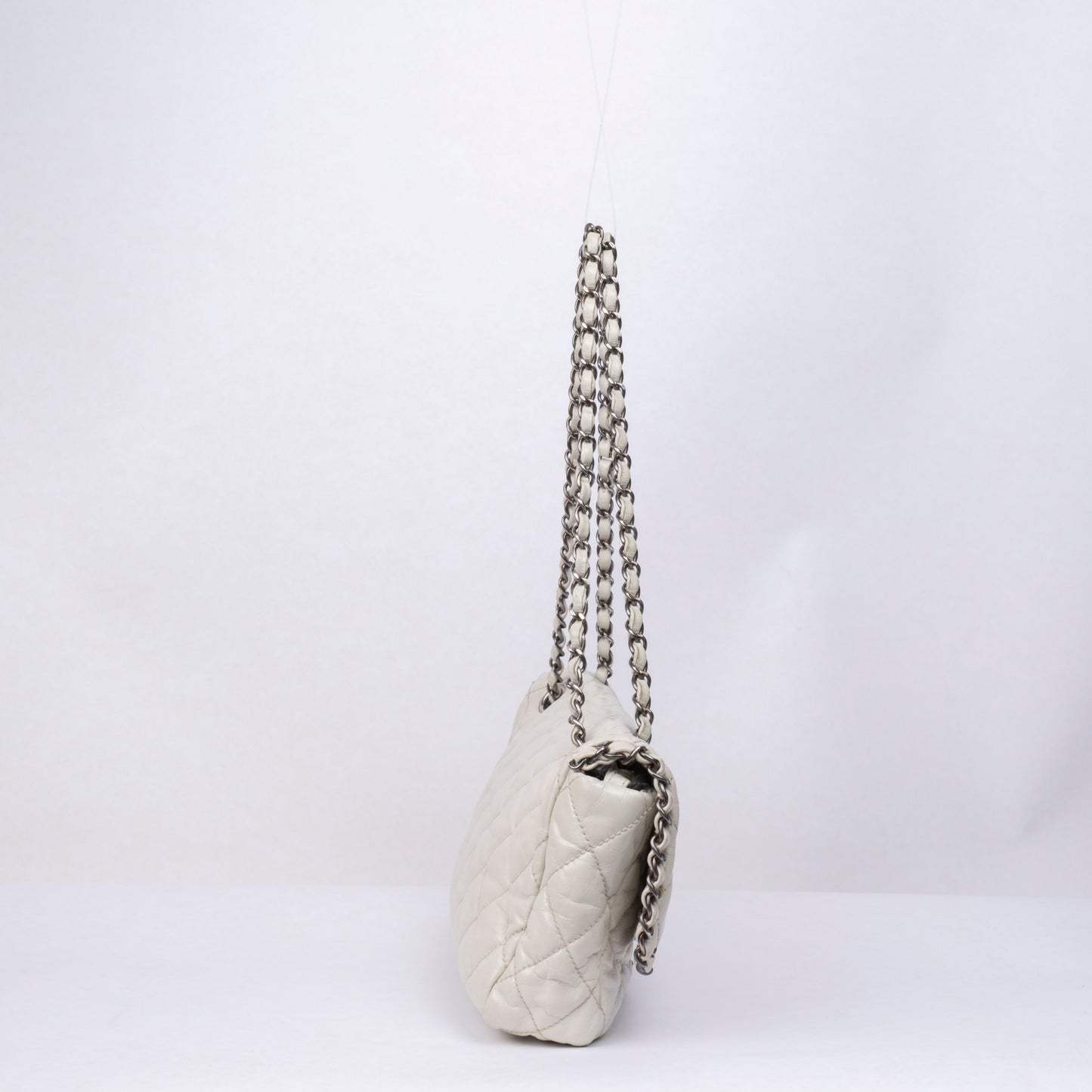 Chanel Cream Leather Quilted Me Chain Flap Bag