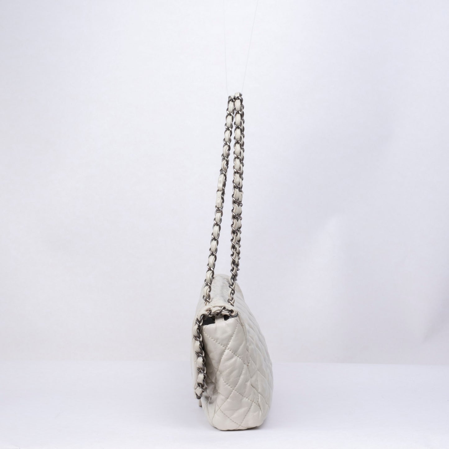 Chanel Cream Leather Quilted Me Chain Flap Bag