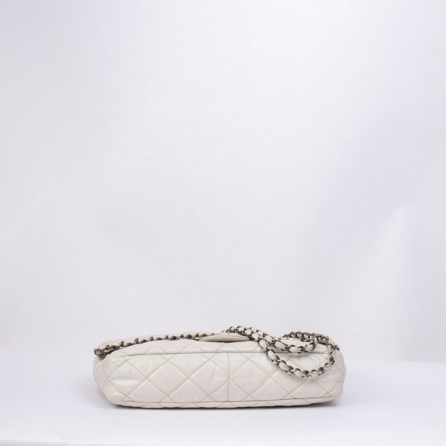 Chanel Cream Leather Quilted Me Chain Flap Bag
