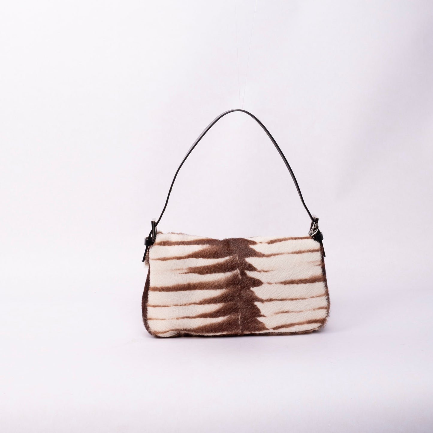 Fendi Brown Multicolored Ponyhair Baguette Shoulder Bag